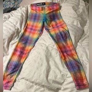 Blackmilk Tartan Rainbow HWMF leggings M